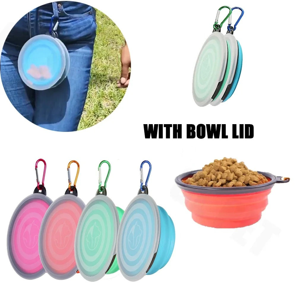 Foldable Dog Water Bowl With Lid