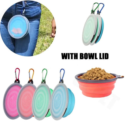 Foldable Dog Water Bowl With Lid